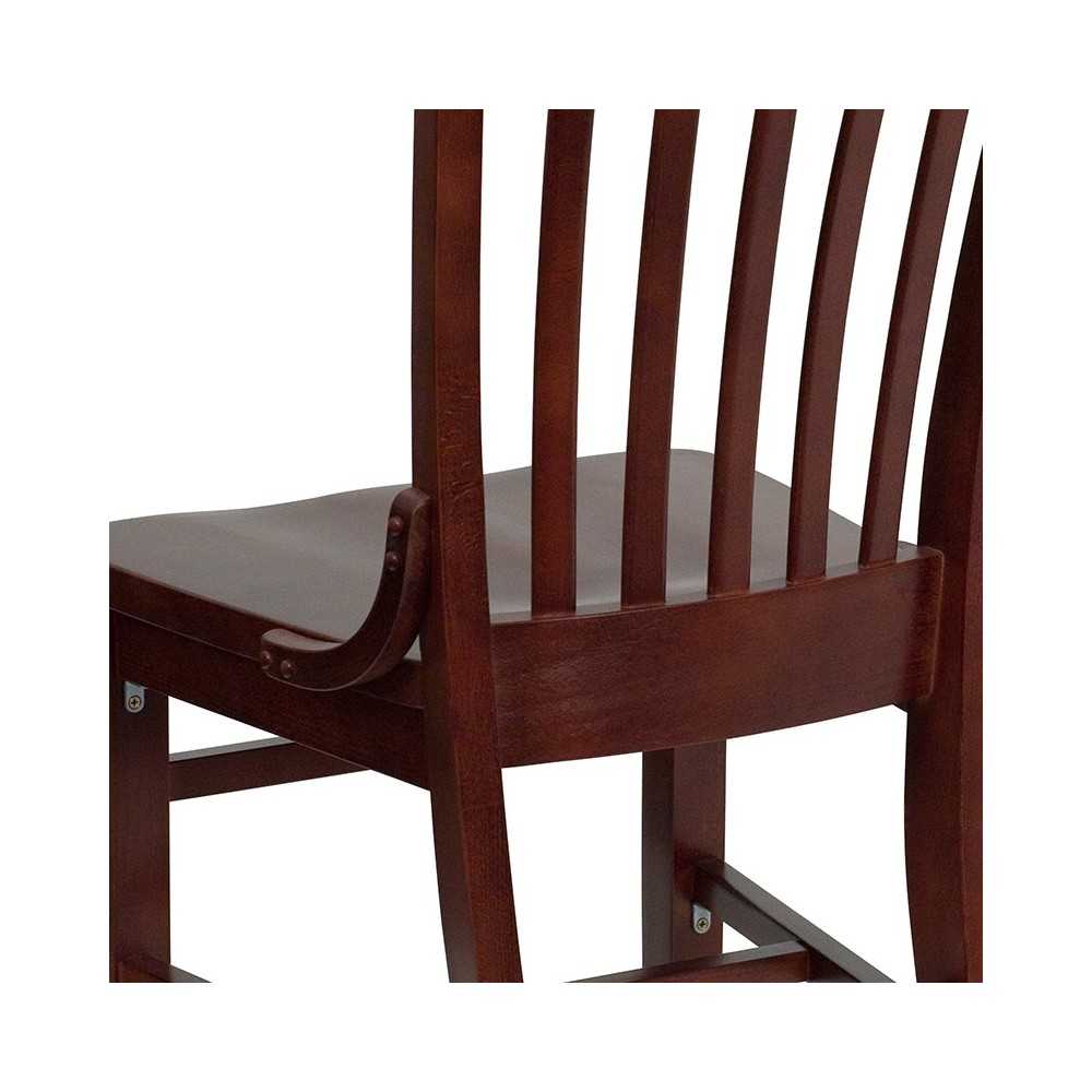 School House Back Mahogany Wood Restaurant Chair