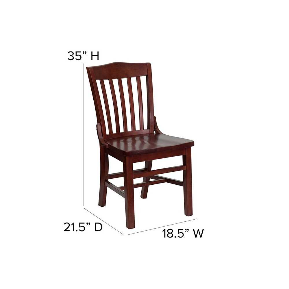 School House Back Mahogany Wood Restaurant Chair