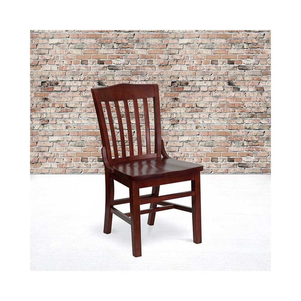 School House Back Mahogany Wood Restaurant Chair