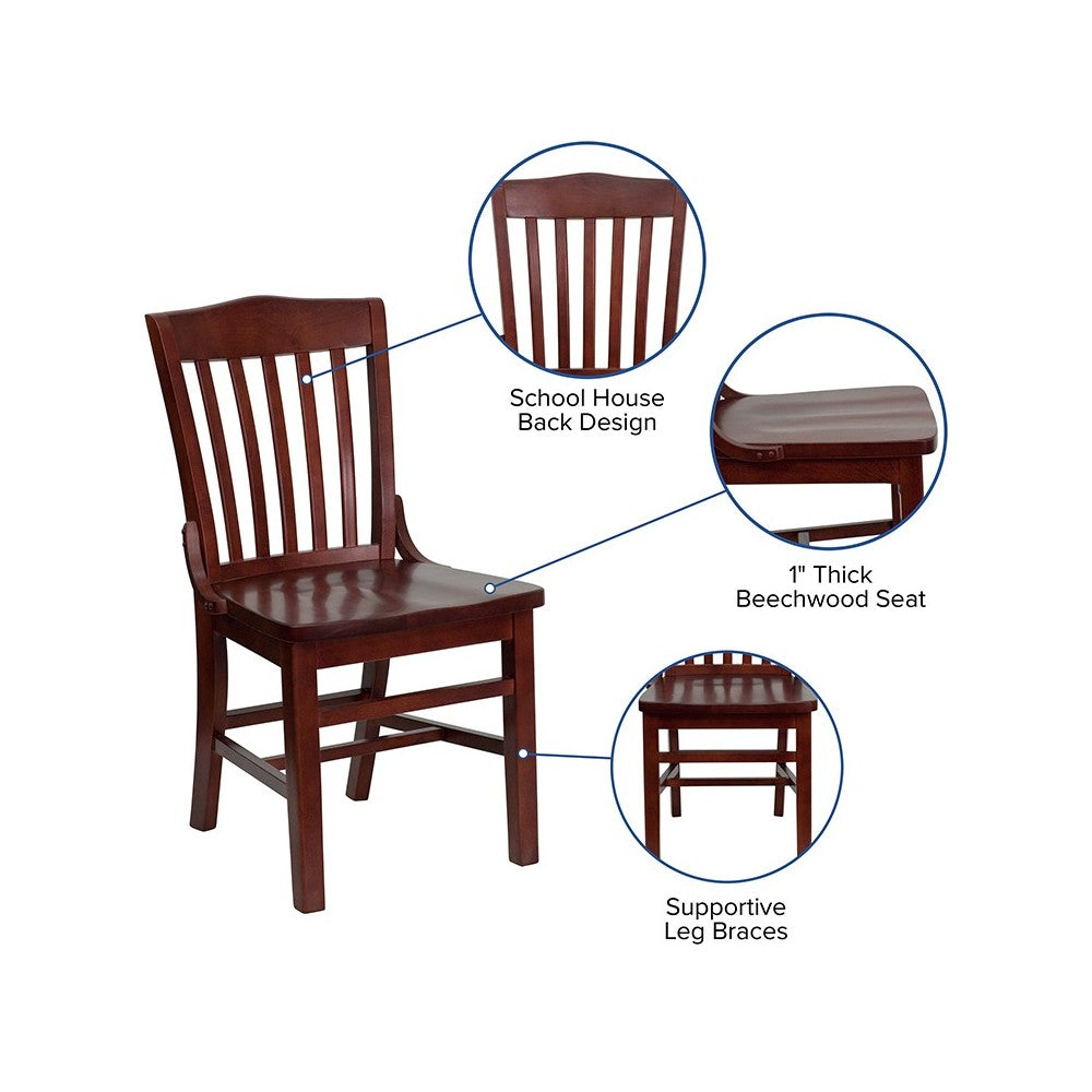 School House Back Mahogany Wood Restaurant Chair