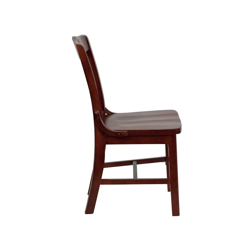 School House Back Mahogany Wood Restaurant Chair