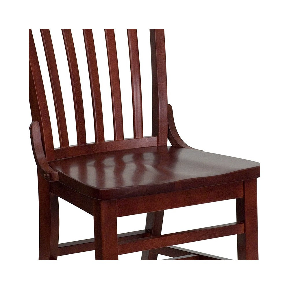 School House Back Mahogany Wood Restaurant Chair