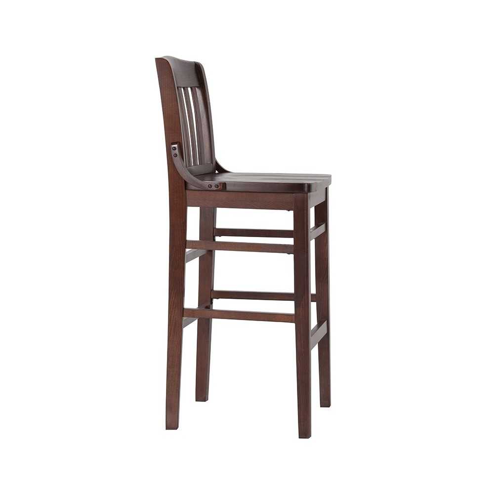 School House Back Walnut Wood Restaurant Barstool