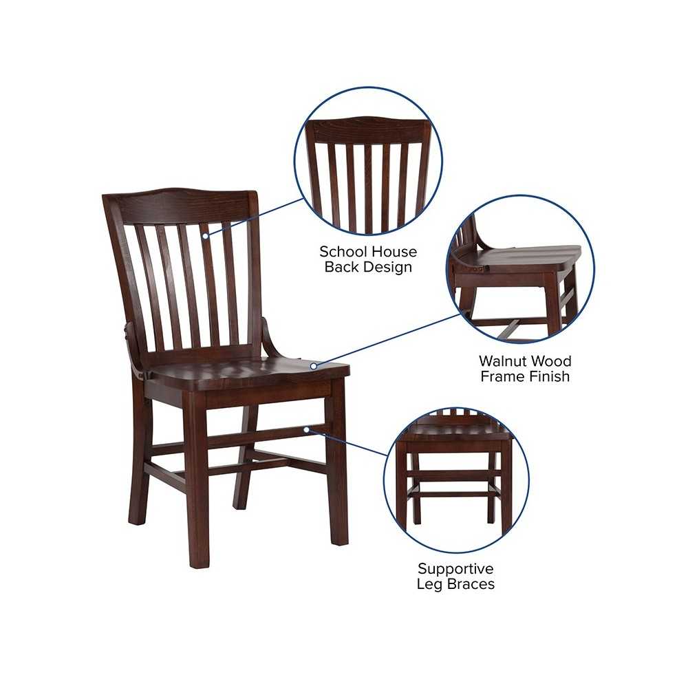 School House Back Walnut Wood Restaurant Chair