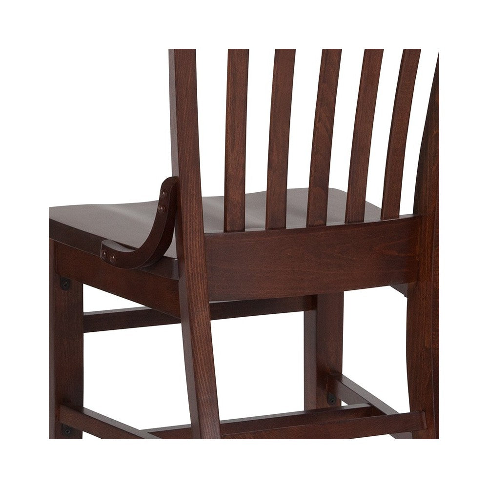 School House Back Walnut Wood Restaurant Chair