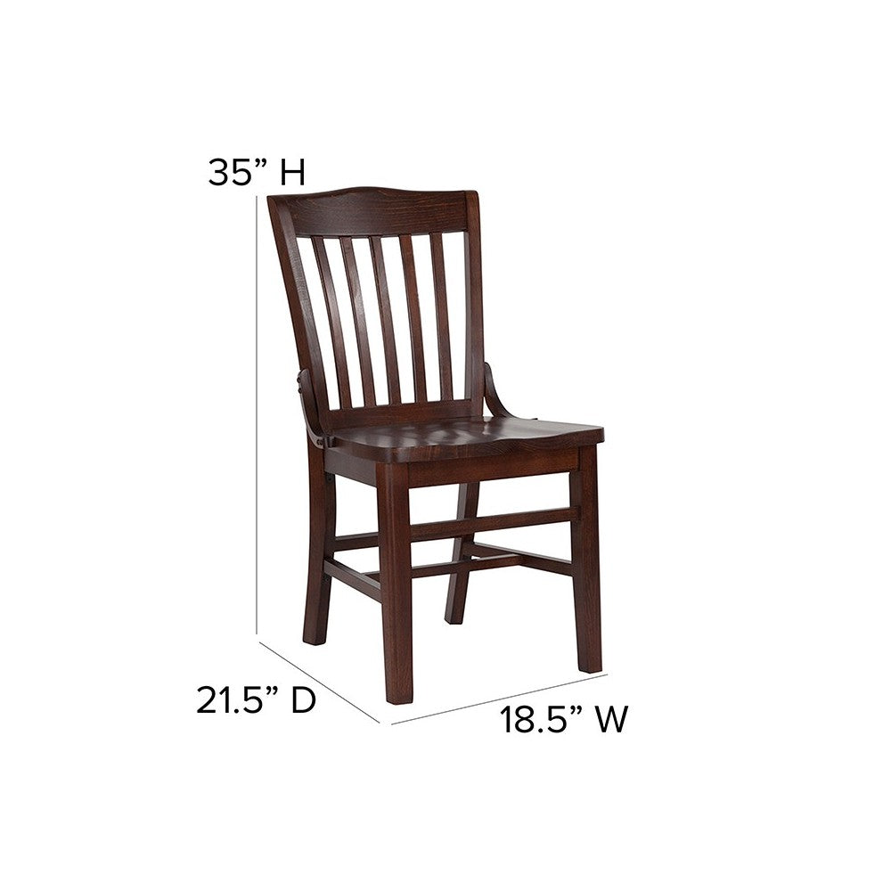 School House Back Walnut Wood Restaurant Chair