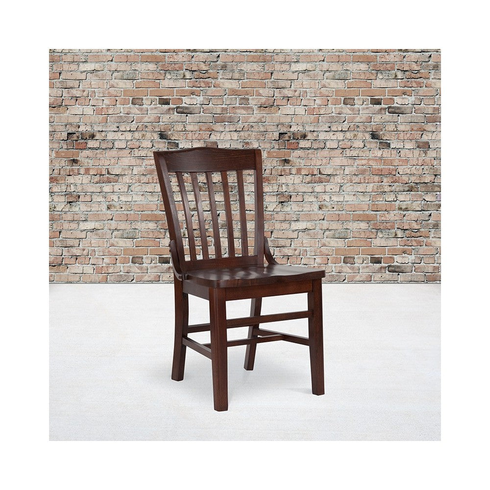 School House Back Walnut Wood Restaurant Chair