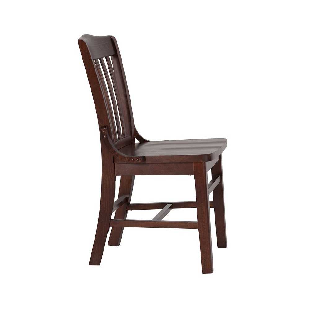 School House Back Walnut Wood Restaurant Chair