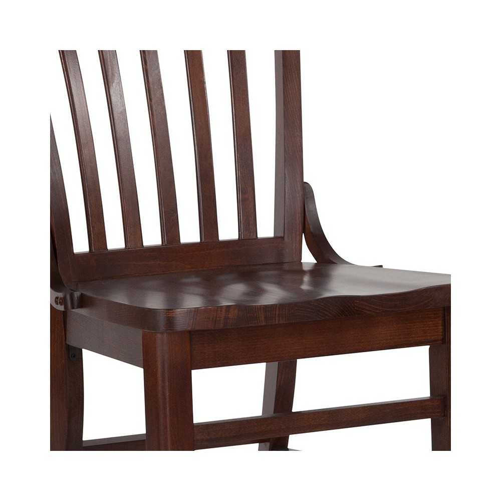 School House Back Walnut Wood Restaurant Chair