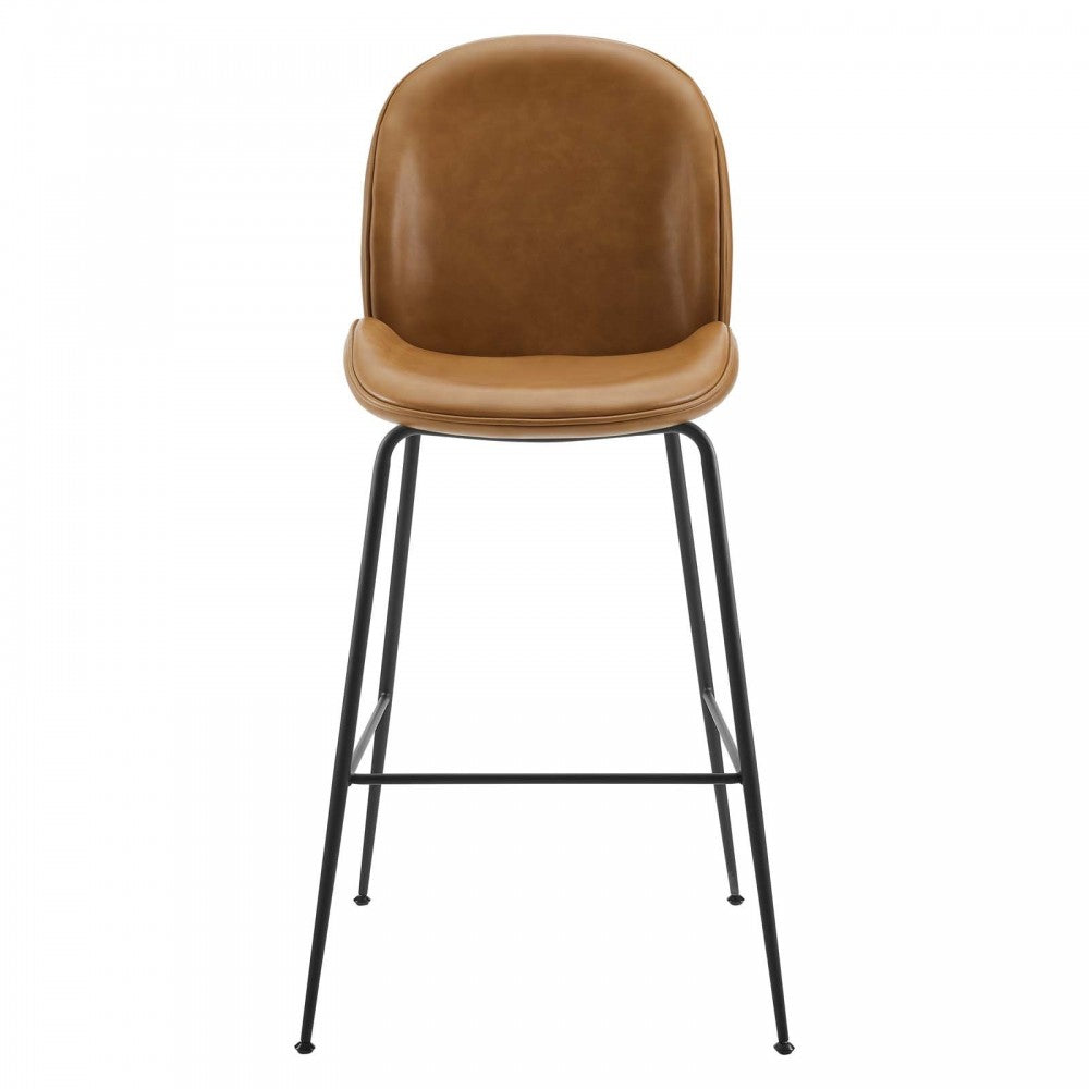 Scoop Black Powder Coated Steel Leg Vegan Leather Bar Stool