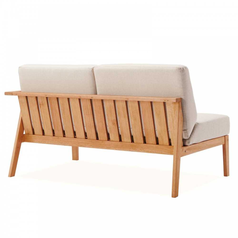 Sedona 4 Piece Outdoor Patio Eucalyptus Wood Sectional, Natural Taupe, EEI-3756-NAT-TAU-SET