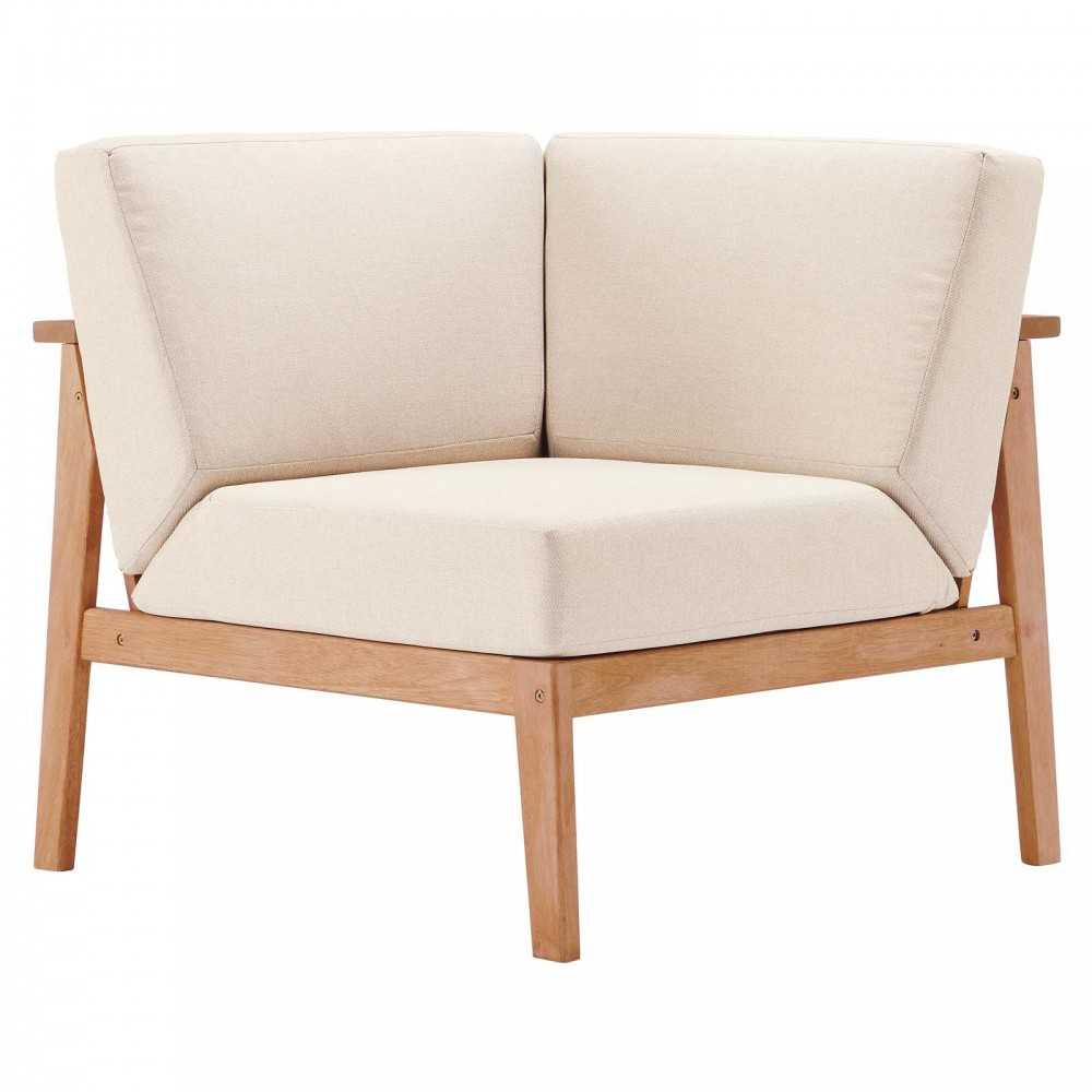 Sedona 4 Piece Outdoor Patio Eucalyptus Wood Sectional, Natural Taupe, EEI-3756-NAT-TAU-SET