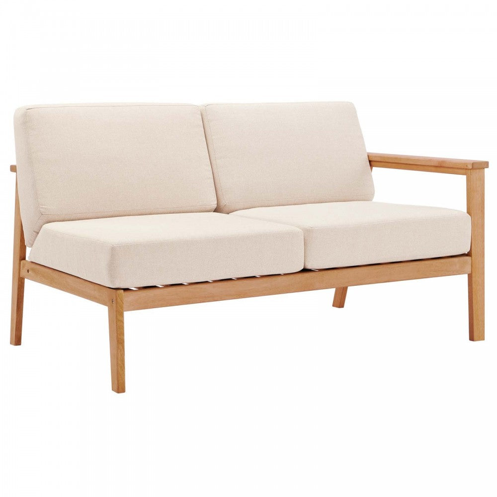Sedona 4 Piece Outdoor Patio Eucalyptus Wood Sectional, Natural Taupe, EEI-3756-NAT-TAU-SET