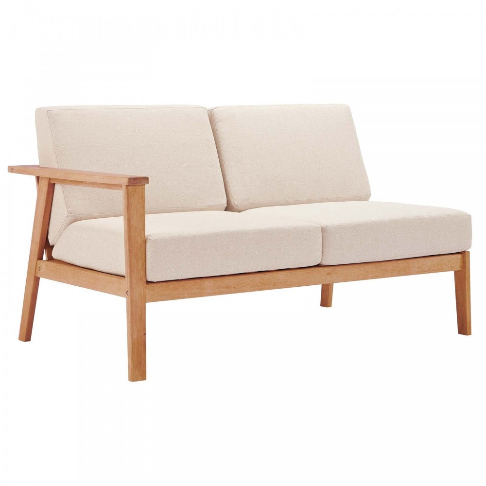 Sedona 4 Piece Outdoor Patio Eucalyptus Wood Sectional, Natural Taupe, EEI-3756-NAT-TAU-SET