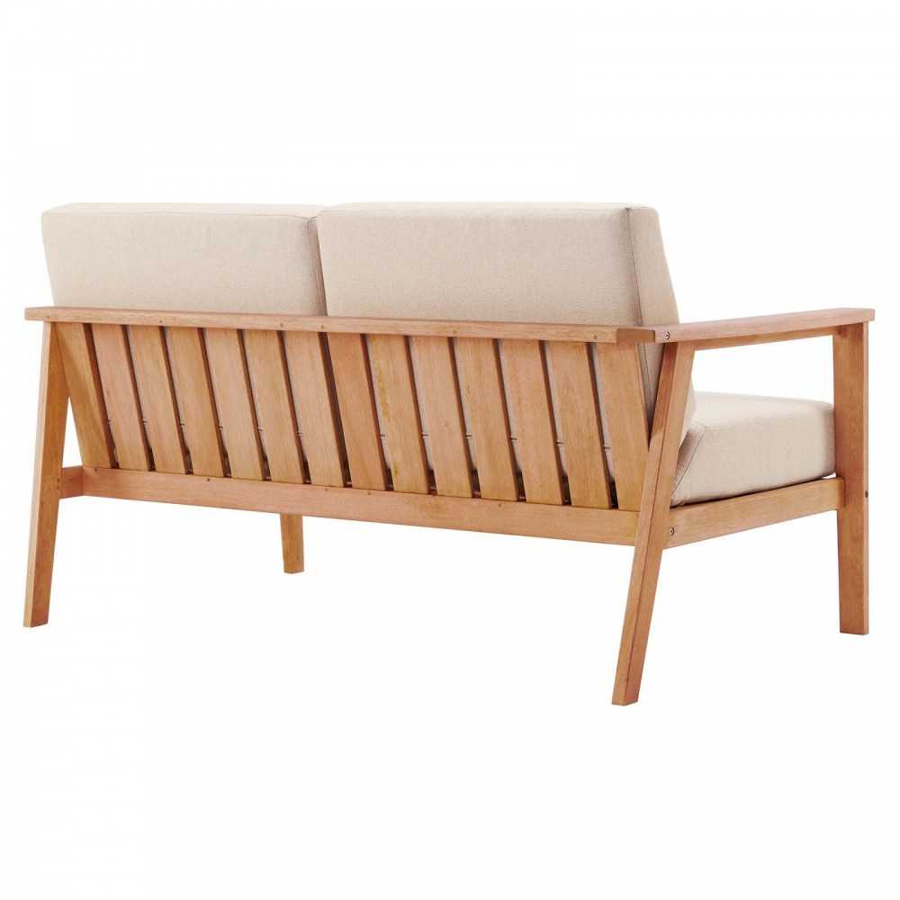 Sedona 4 Piece Outdoor Patio Eucalyptus Wood Sectional, Natural Taupe, EEI-3756-NAT-TAU-SET