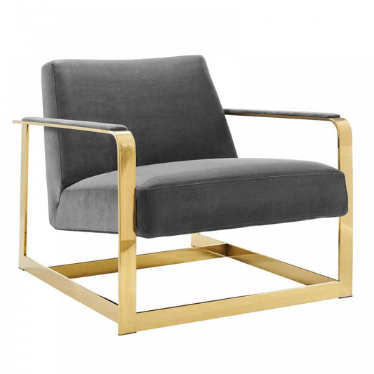 Seg Performance Velvet Accent Chair, Gold Gray