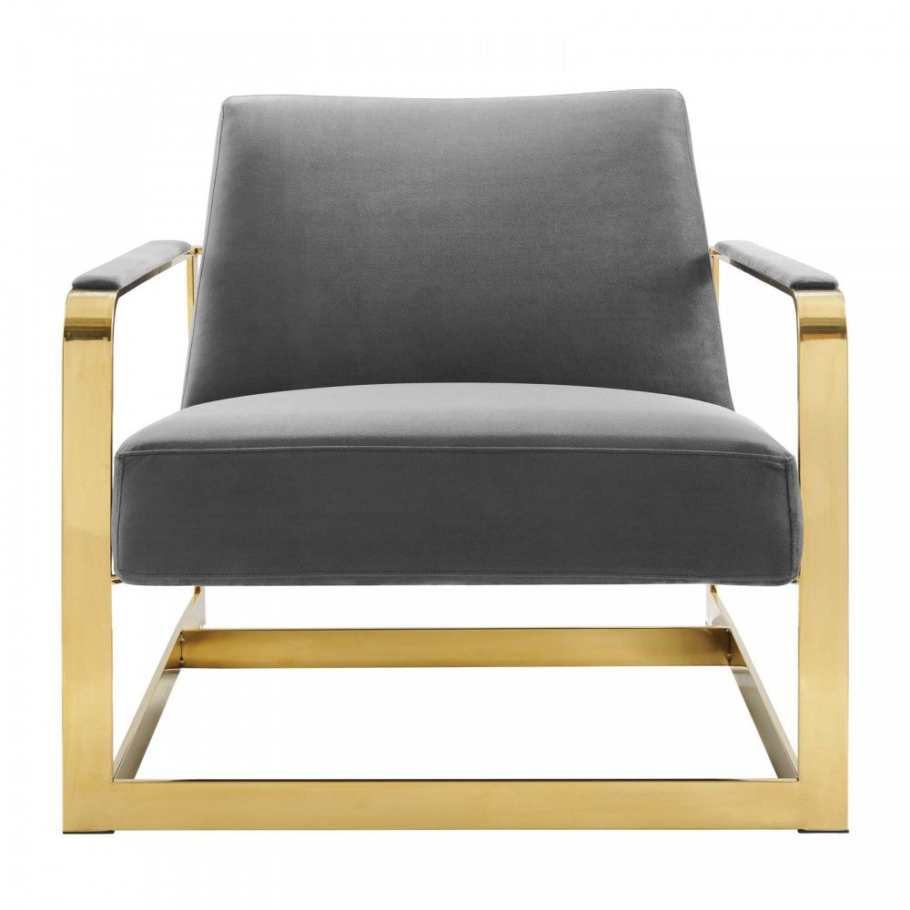 Seg Performance Velvet Accent Chair, Gold Gray