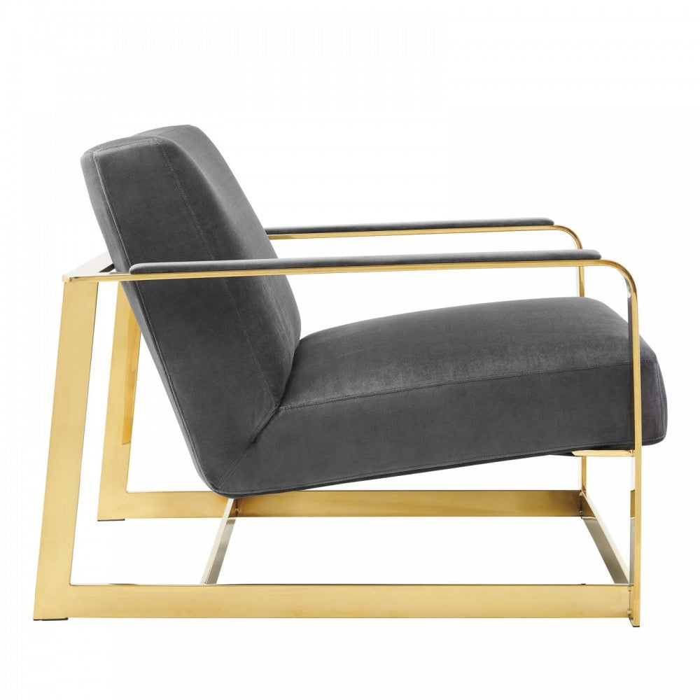 Seg Performance Velvet Accent Chair, Gold Gray