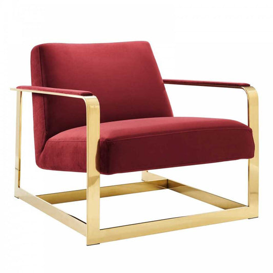 Seg Performance Velvet Accent Chair, Gold Maroon