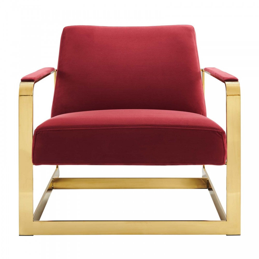 Seg Performance Velvet Accent Chair, Gold Maroon