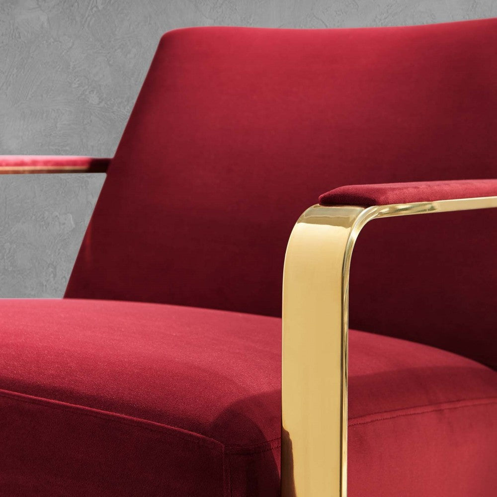 Seg Performance Velvet Accent Chair, Gold Maroon
