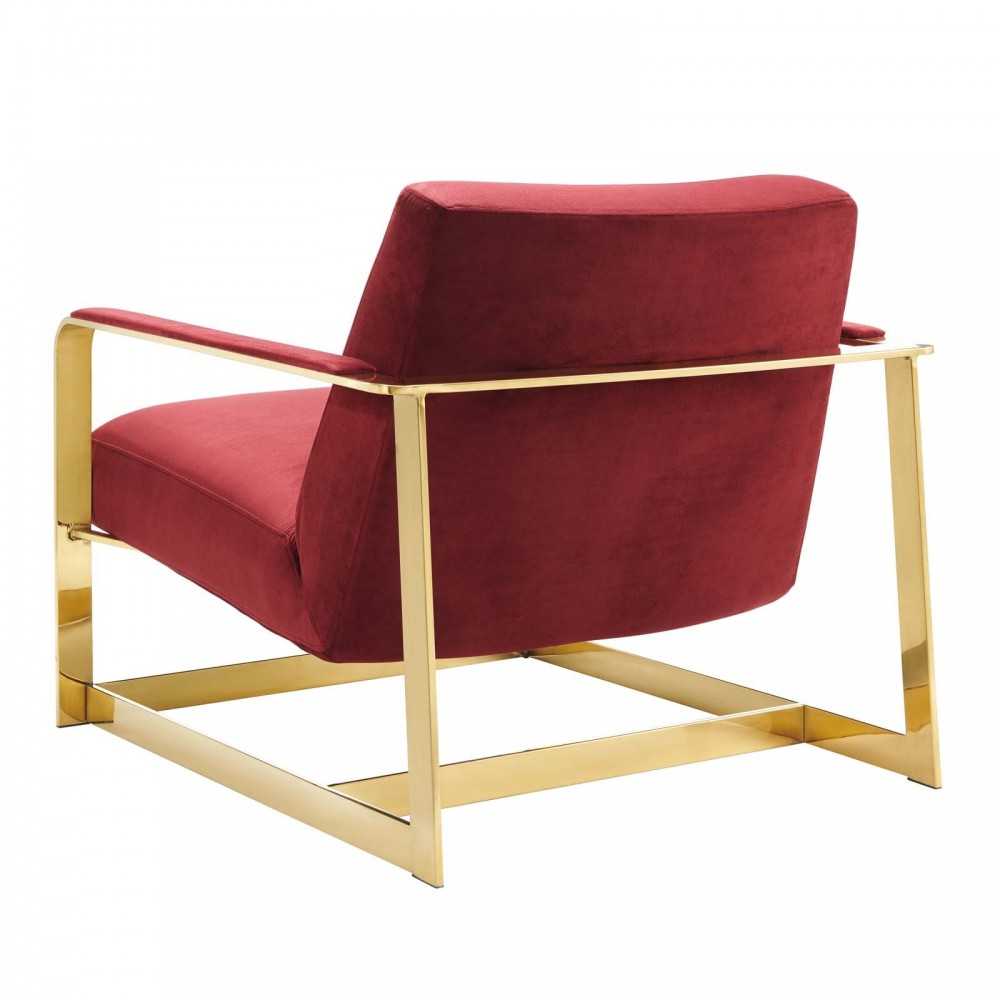 Seg Performance Velvet Accent Chair, Gold Maroon