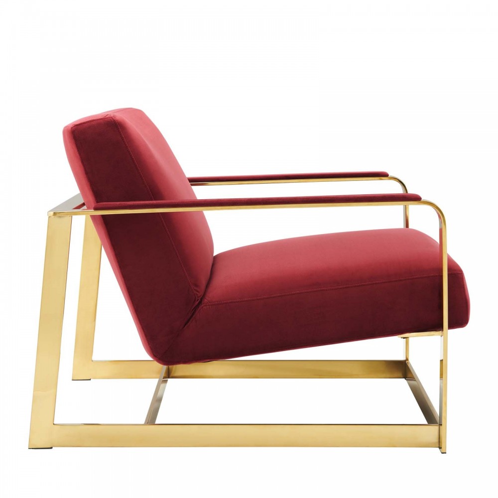 Seg Performance Velvet Accent Chair, Gold Maroon