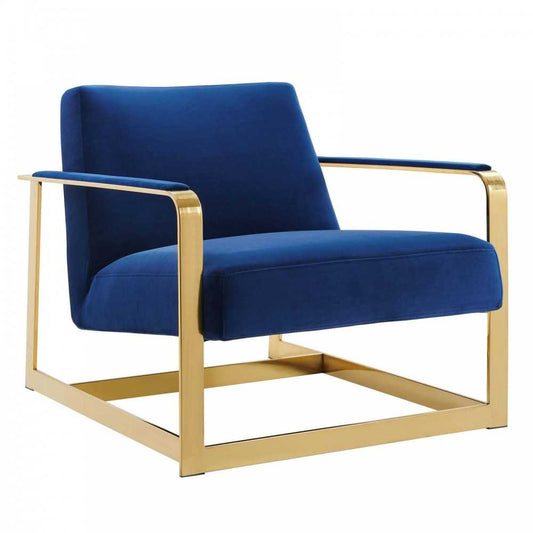 Seg Performance Velvet Accent Chair, Gold Navy