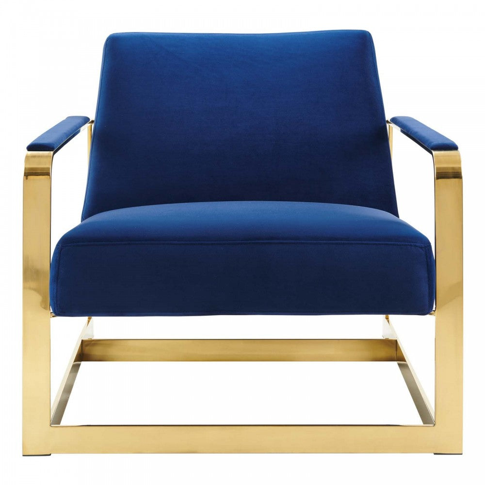 Seg Performance Velvet Accent Chair, Gold Navy