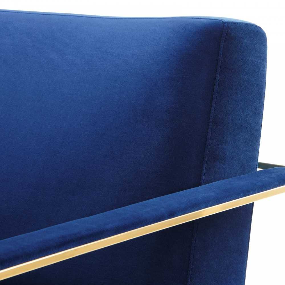 Seg Performance Velvet Accent Chair, Gold Navy
