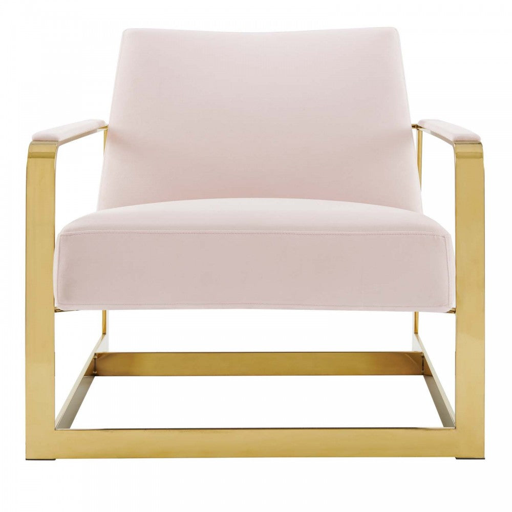 Seg Performance Velvet Accent Chair, Gold Pink