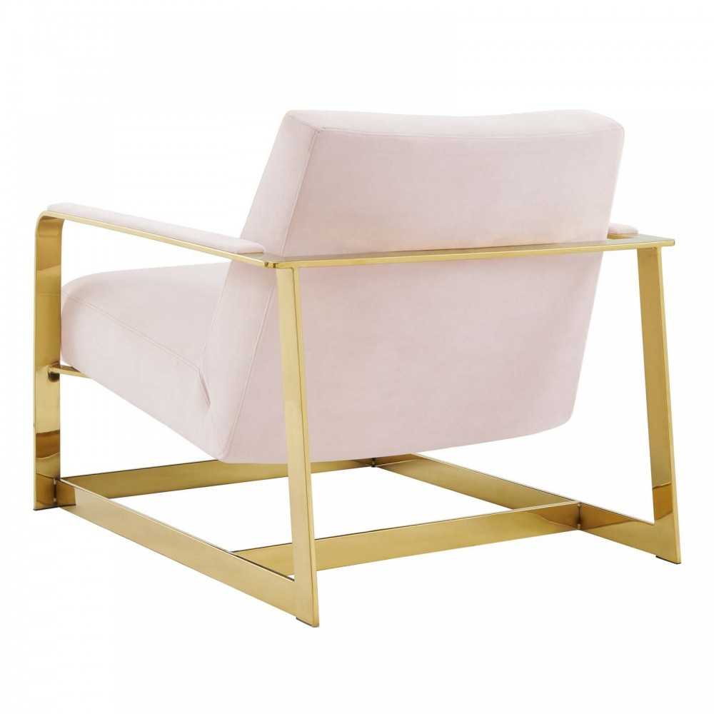 Seg Performance Velvet Accent Chair, Gold Pink