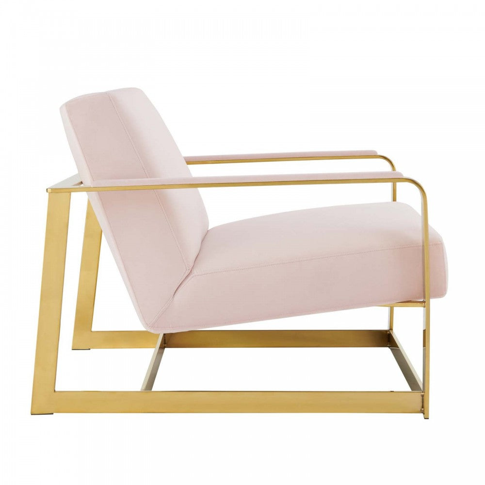 Seg Performance Velvet Accent Chair, Gold Pink