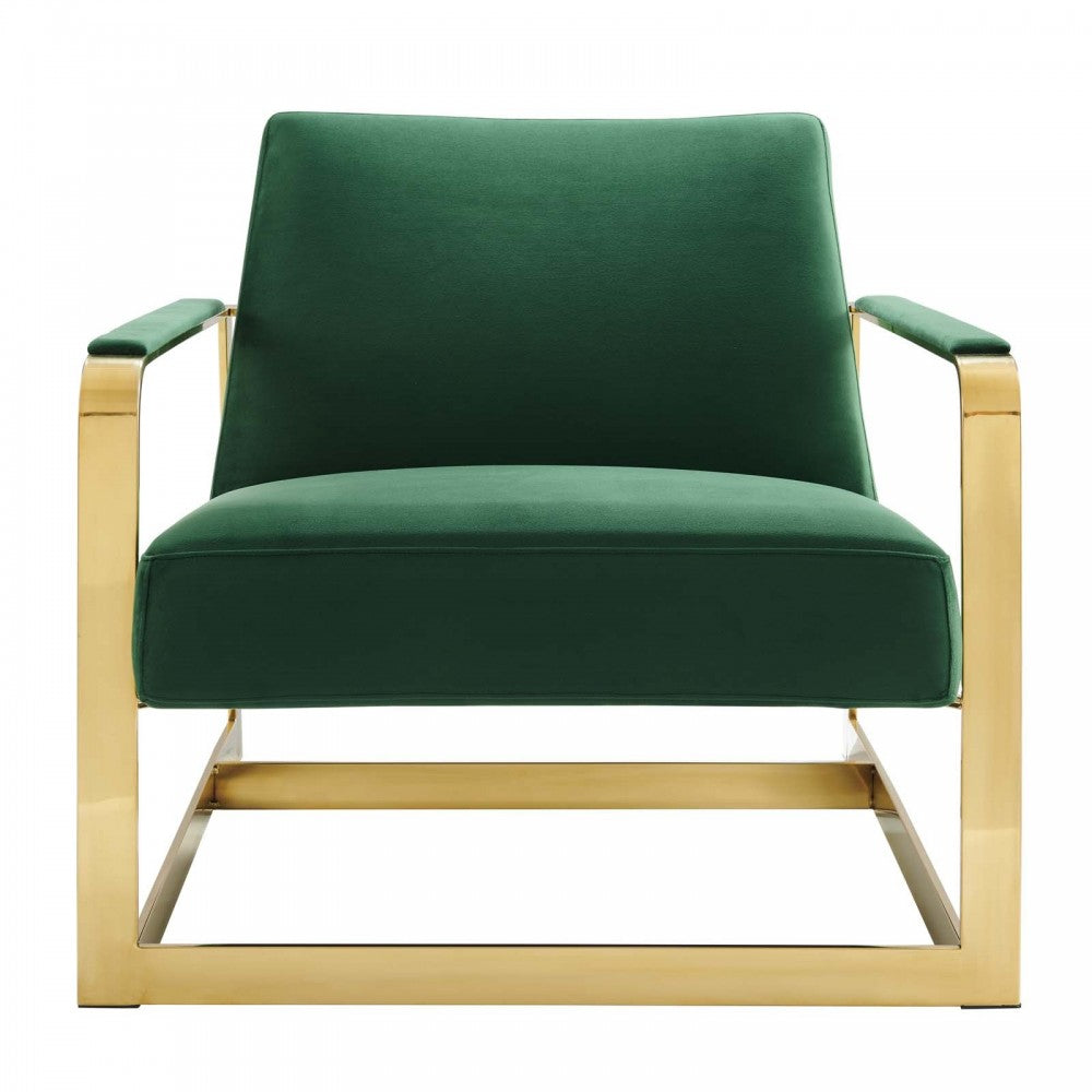 Seg Performance Velvet Accent Chair, Gold Emerald