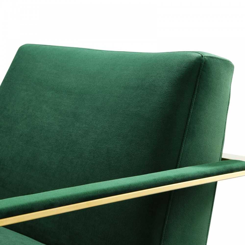 Seg Performance Velvet Accent Chair, Gold Emerald