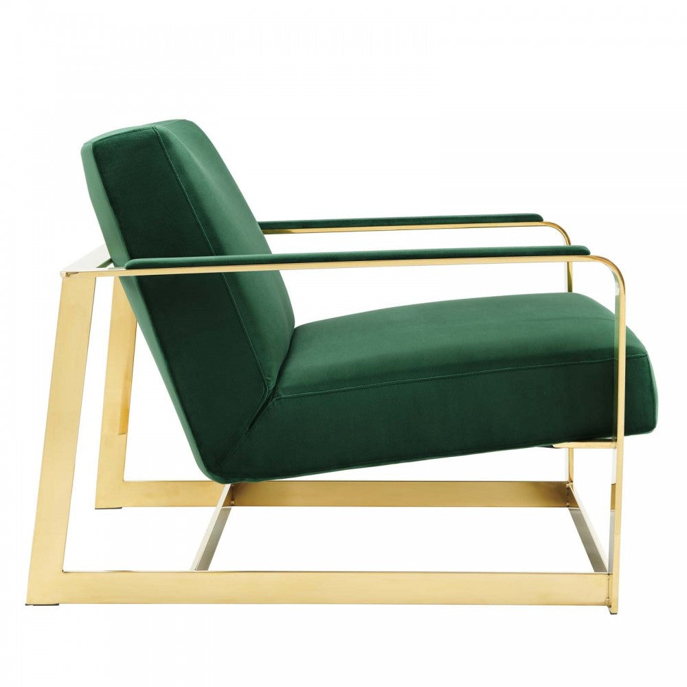 Seg Performance Velvet Accent Chair, Gold Emerald