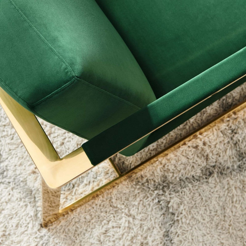 Seg Performance Velvet Accent Chair, Gold Emerald