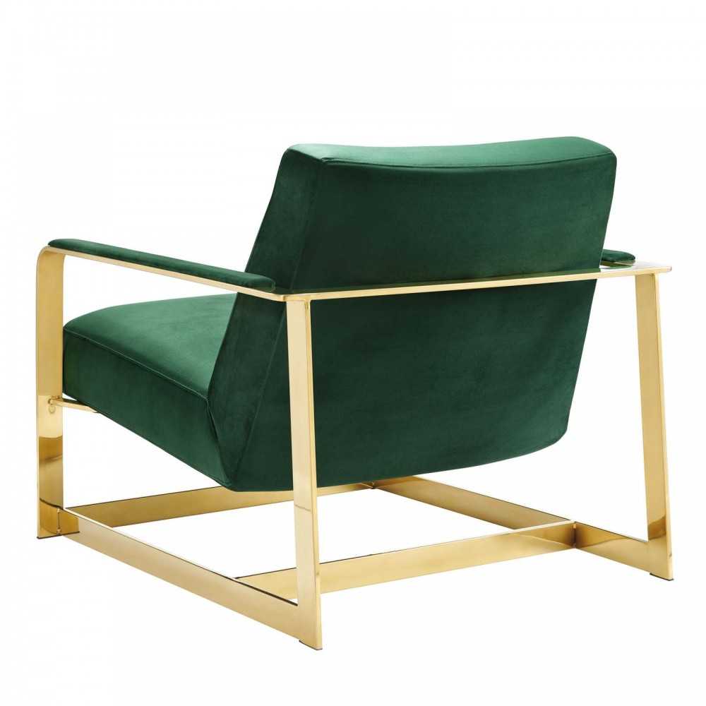 Seg Performance Velvet Accent Chair, Gold Emerald