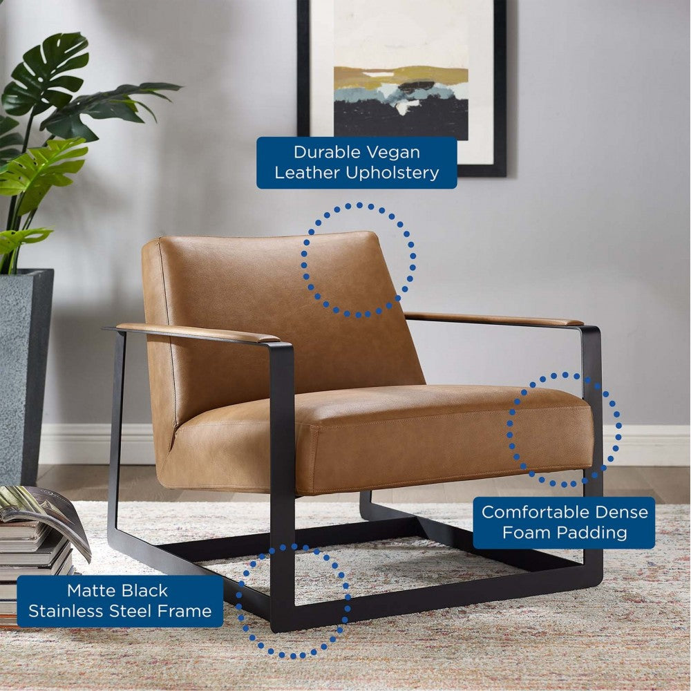 Seg Vegan Leather Accent Chair, Tan