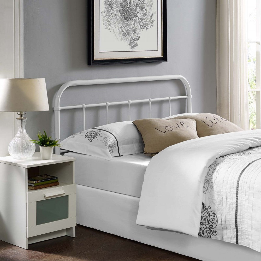 Serena King Steel Headboard, White