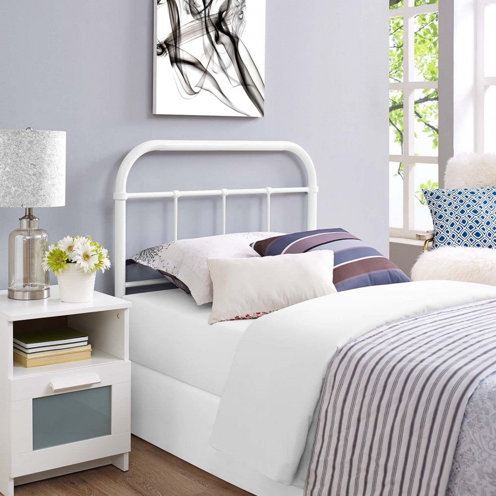 Serena Twin Steel Headboard, White