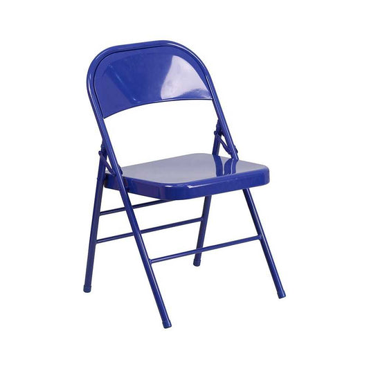 Series Cobalt Blue Triple Braced & Double Hinged Metal Folding Chair