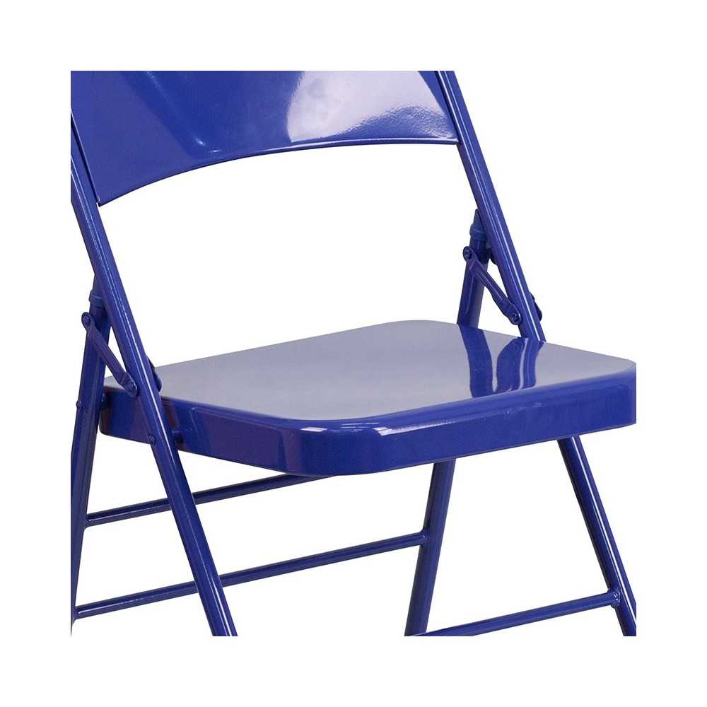 Series Cobalt Blue Triple Braced & Double Hinged Metal Folding Chair