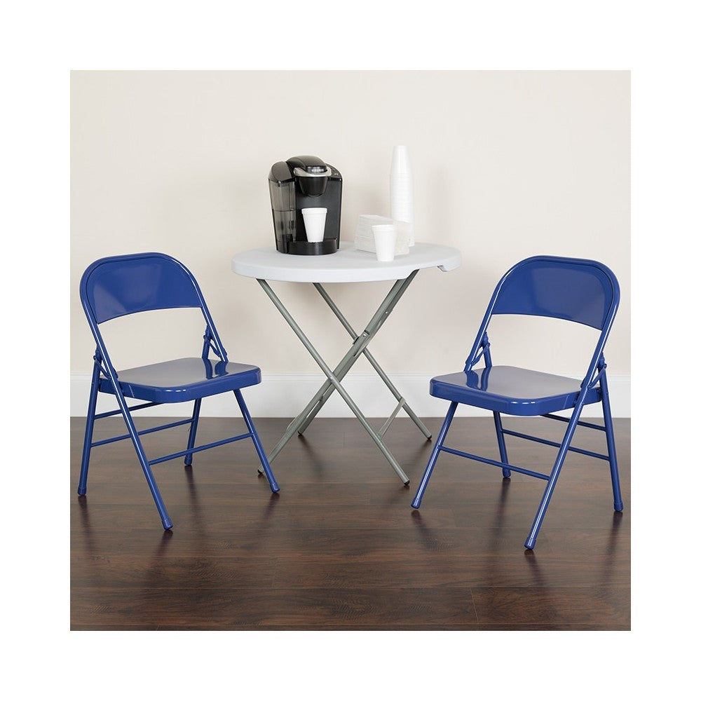 Series Cobalt Blue Triple Braced & Double Hinged Metal Folding Chair
