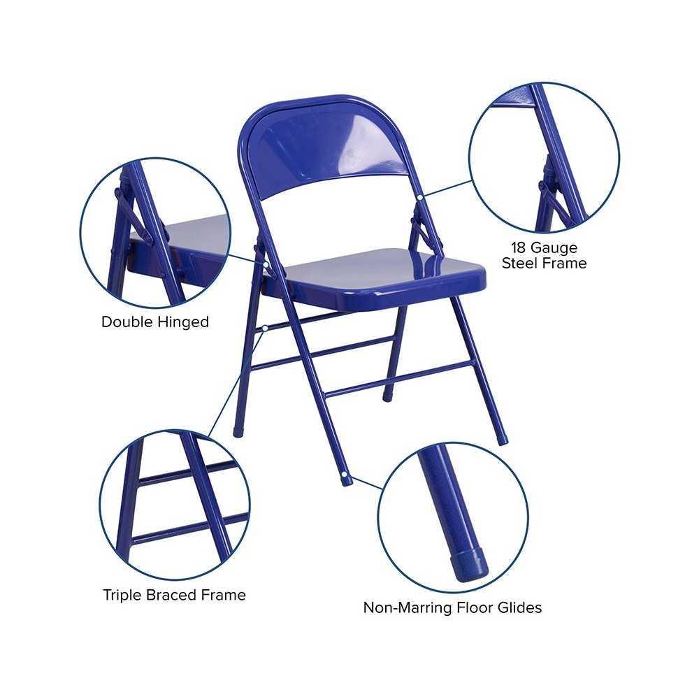 Series Cobalt Blue Triple Braced & Double Hinged Metal Folding Chair