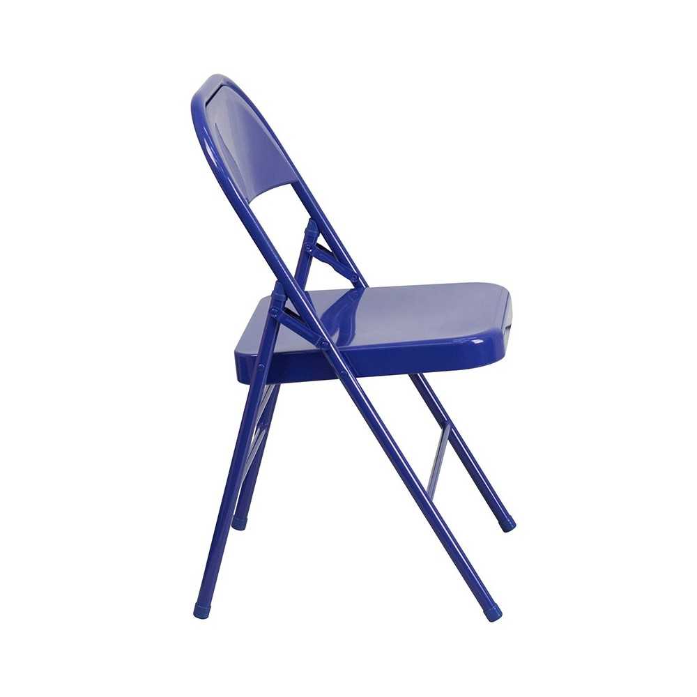 Series Cobalt Blue Triple Braced & Double Hinged Metal Folding Chair
