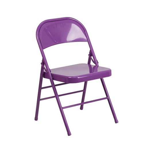 Series Impulsive Purple Triple Braced & Double Hinged Metal Folding Chair