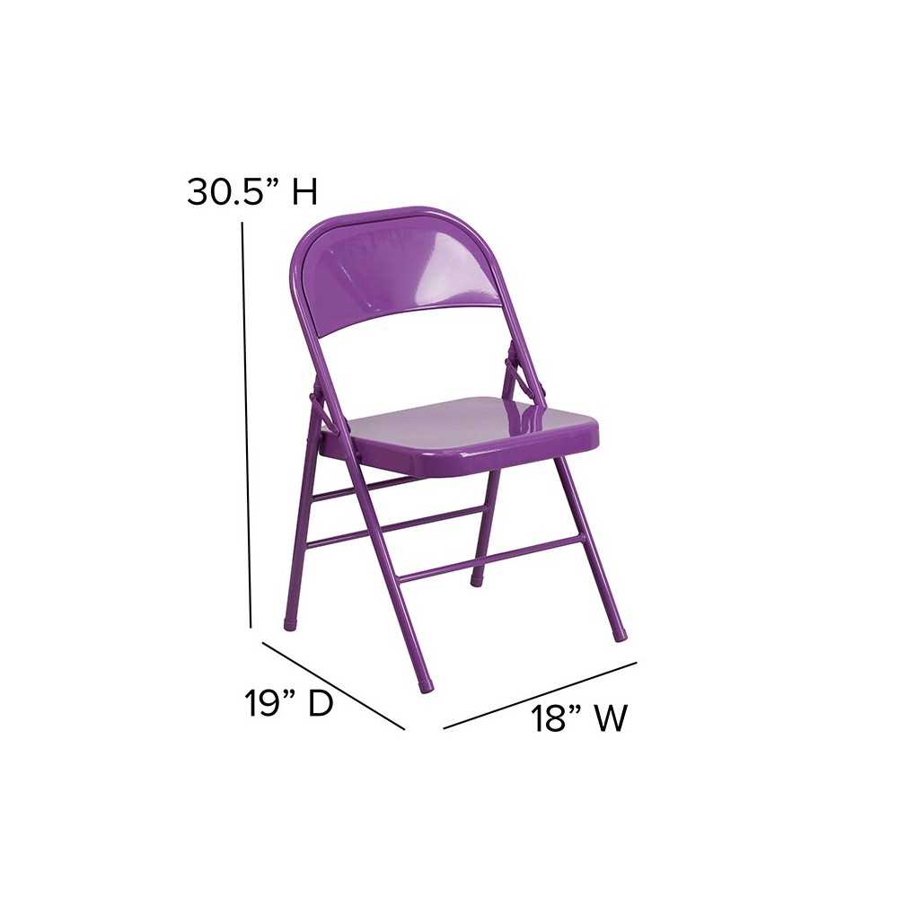 Series Impulsive Purple Triple Braced & Double Hinged Metal Folding Chair
