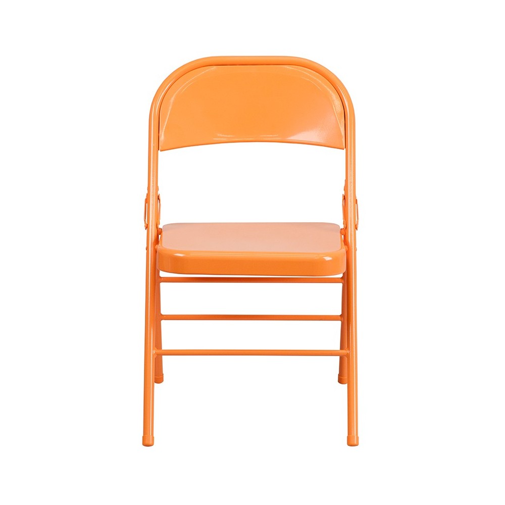 Series Orange Marmalade Triple Braced & Double Hinged Metal Folding Chair