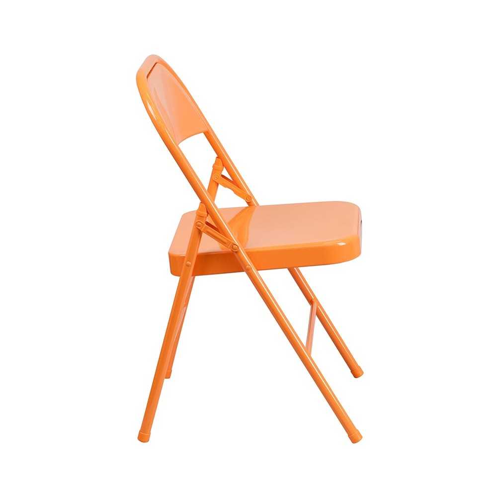 Series Orange Marmalade Triple Braced & Double Hinged Metal Folding Chair